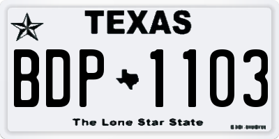 TX license plate BDP1103