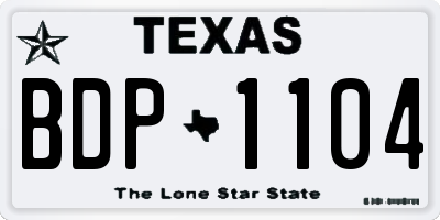 TX license plate BDP1104