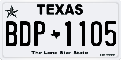 TX license plate BDP1105