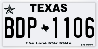 TX license plate BDP1106