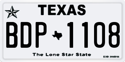 TX license plate BDP1108