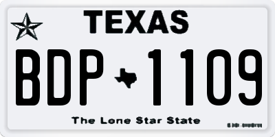 TX license plate BDP1109
