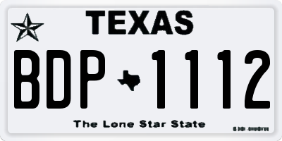 TX license plate BDP1112