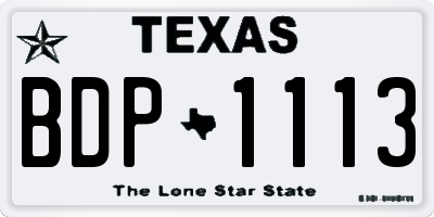 TX license plate BDP1113