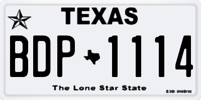 TX license plate BDP1114