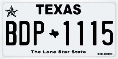 TX license plate BDP1115