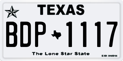TX license plate BDP1117