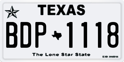 TX license plate BDP1118