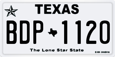 TX license plate BDP1120