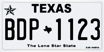 TX license plate BDP1123