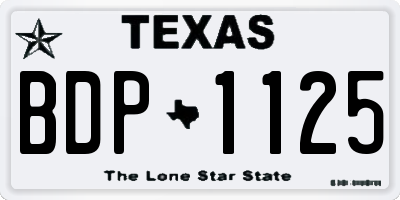 TX license plate BDP1125