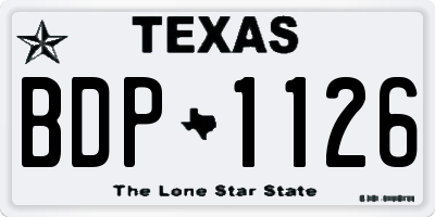 TX license plate BDP1126