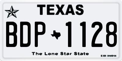 TX license plate BDP1128