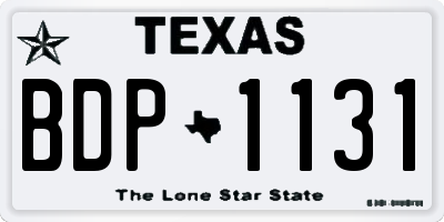 TX license plate BDP1131