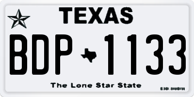 TX license plate BDP1133