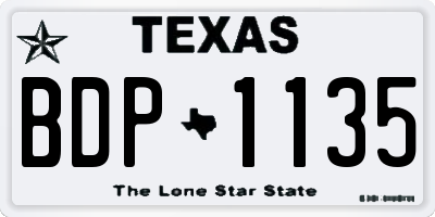TX license plate BDP1135