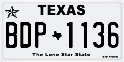 TX license plate BDP1136