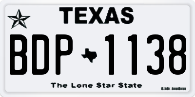 TX license plate BDP1138