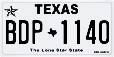 TX license plate BDP1140