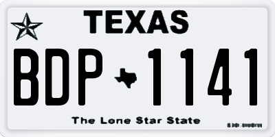 TX license plate BDP1141