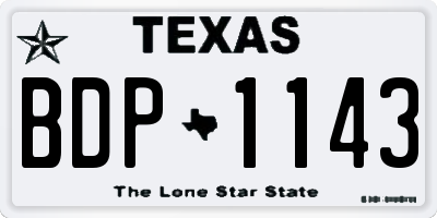 TX license plate BDP1143