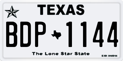TX license plate BDP1144