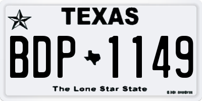 TX license plate BDP1149