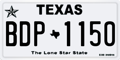 TX license plate BDP1150