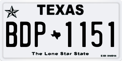 TX license plate BDP1151