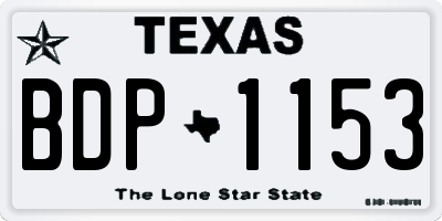 TX license plate BDP1153