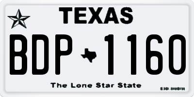 TX license plate BDP1160