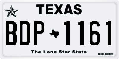 TX license plate BDP1161