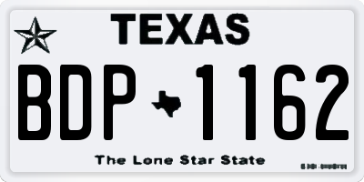 TX license plate BDP1162