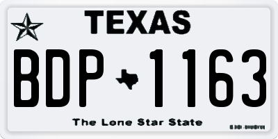 TX license plate BDP1163