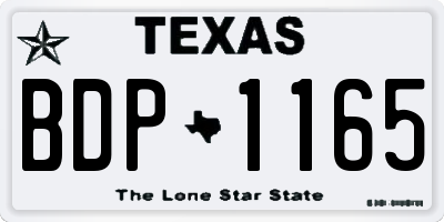 TX license plate BDP1165