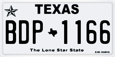 TX license plate BDP1166