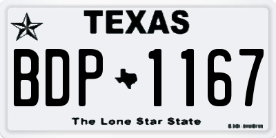 TX license plate BDP1167