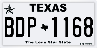 TX license plate BDP1168