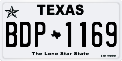 TX license plate BDP1169