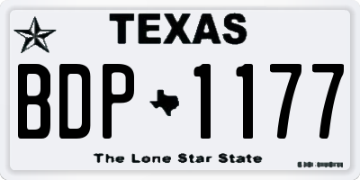 TX license plate BDP1177