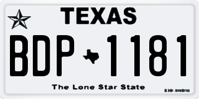 TX license plate BDP1181