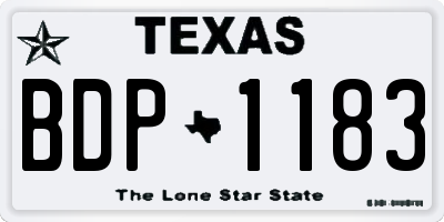 TX license plate BDP1183
