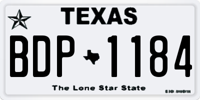 TX license plate BDP1184