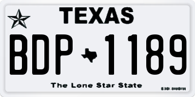 TX license plate BDP1189