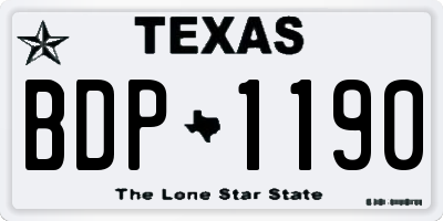 TX license plate BDP1190