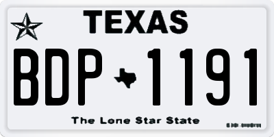 TX license plate BDP1191