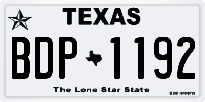 TX license plate BDP1192