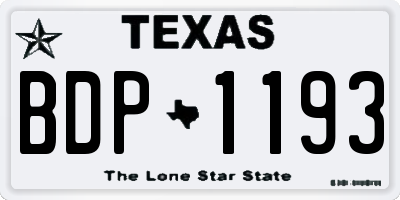 TX license plate BDP1193