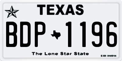 TX license plate BDP1196