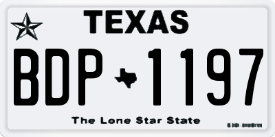 TX license plate BDP1197
